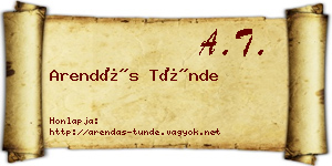 Arendás Tünde névjegykártya