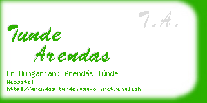 tunde arendas business card